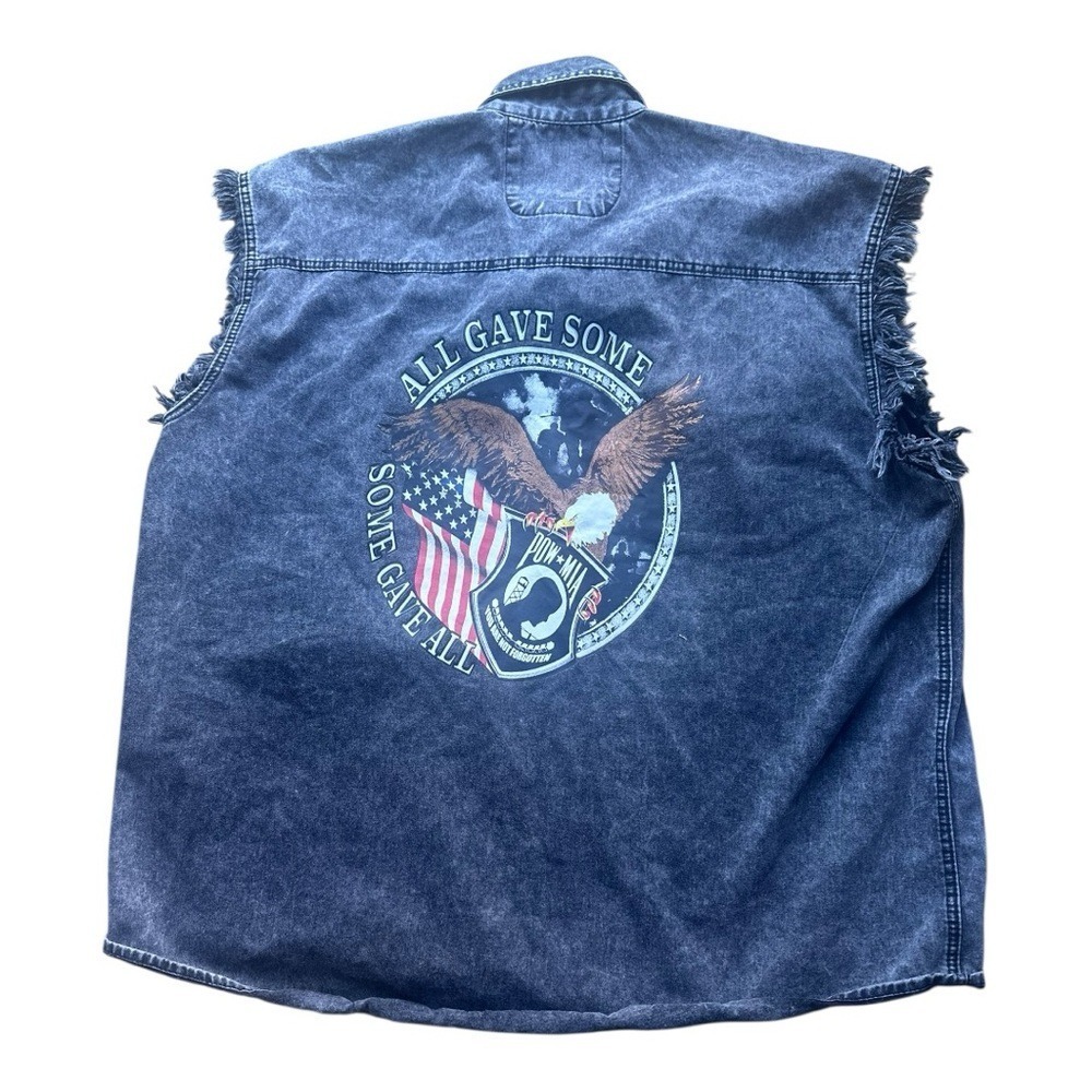 Men's Vintage Biker Vest sleeveless denim Size 4XL America - Picture 3 of 3